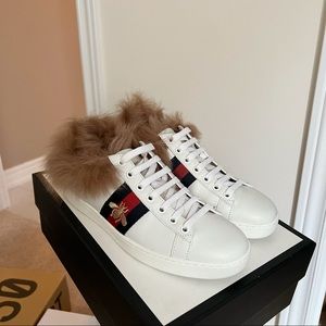Gucci Fur Ace Sneakers